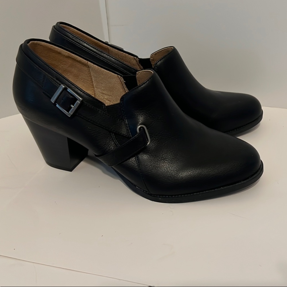 NWOT Women’s Black Ankle Boots with Buckle Detail